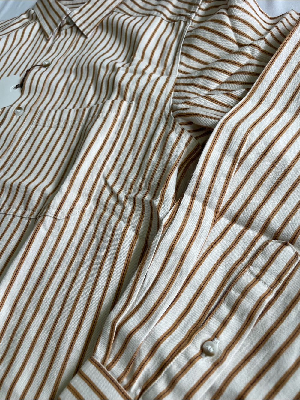 Banana Republic Cream & Tan Striped Button-Down Shirt - Picture 8 of 9